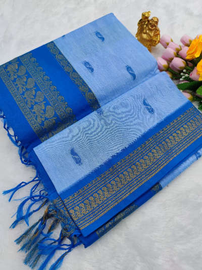 powder blue kalyani cotton