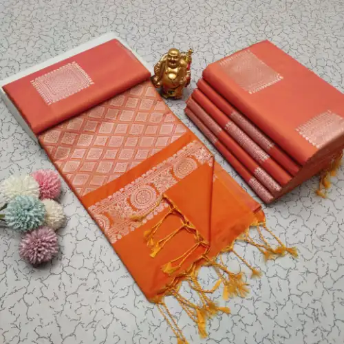 peach soft silk saree