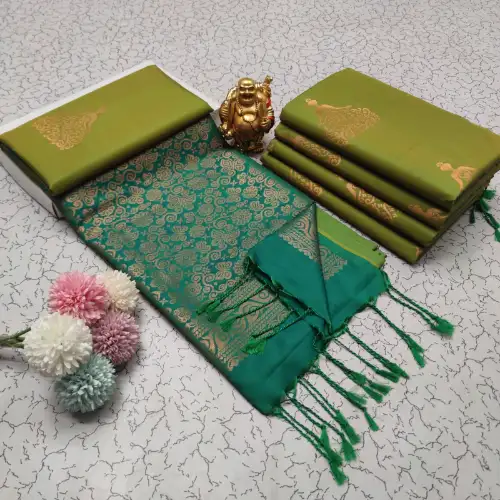 meganthi green soft silk saree