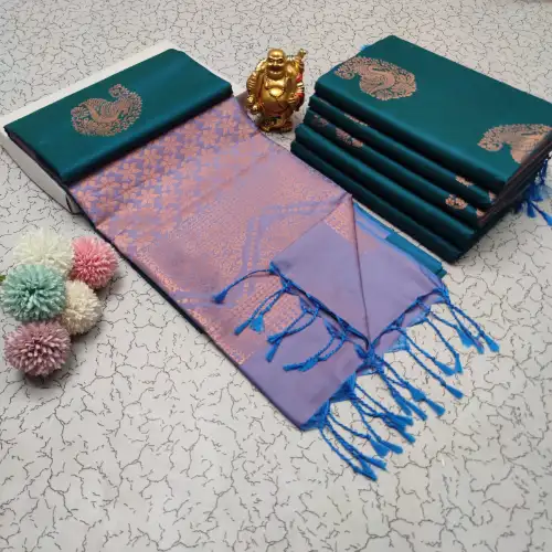 dark green soft silk saree