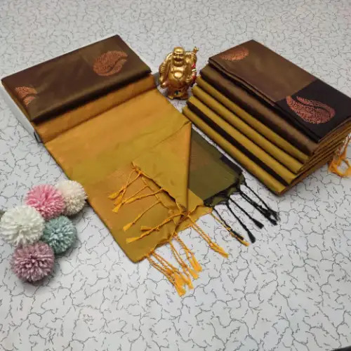 antique gold soft silk saree