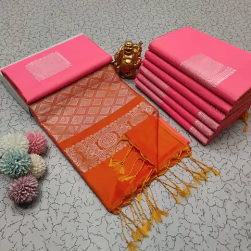 candy pink soft silk saree