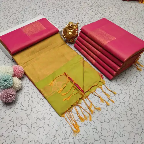 lime green soft silk saree
