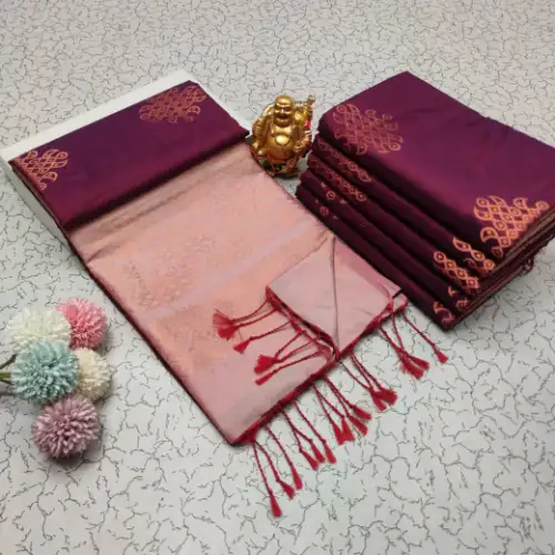 rich wine soft silk saree
