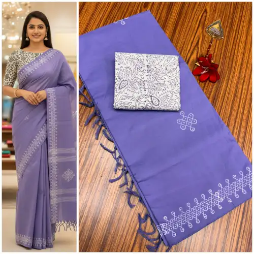 lavender linen cotton saree