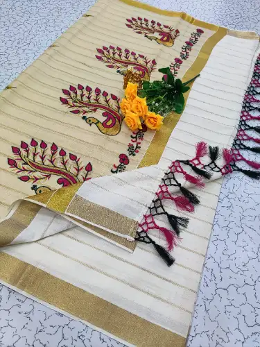 golden allu kerala saree