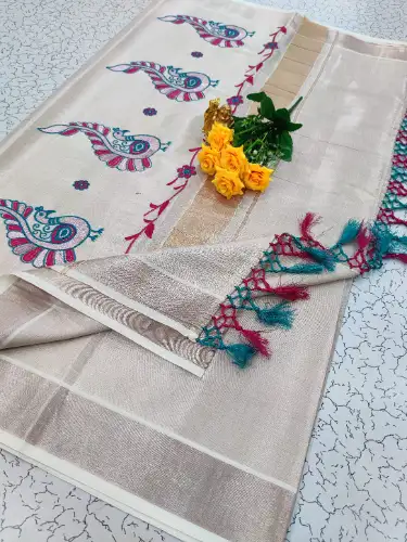 rich ivory kerala saree