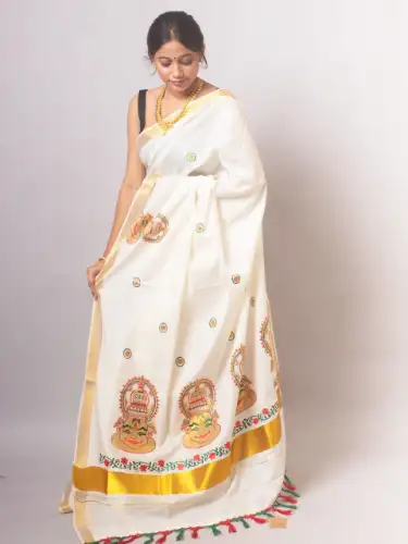 white khadhi cotton tissue saree