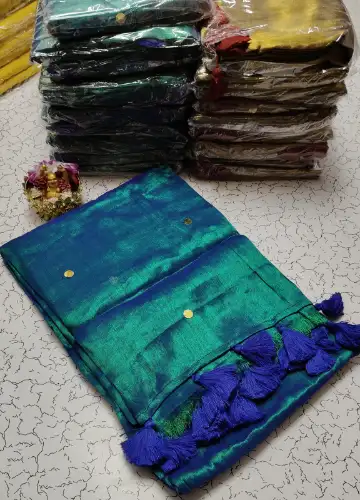 peacock green khadhi cotton tissue