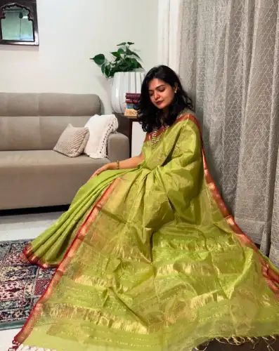 light green mul cotton tissue saree