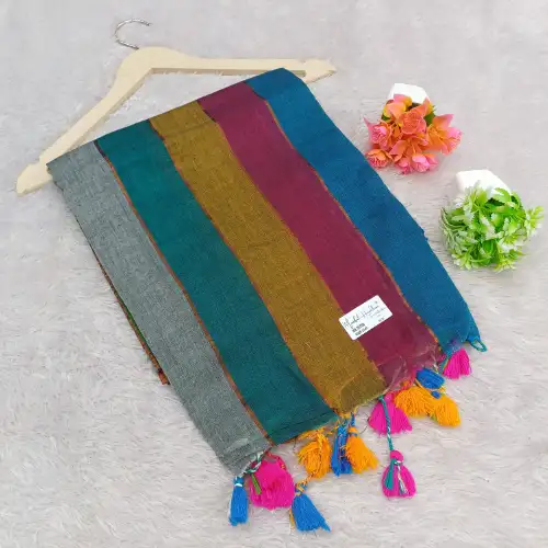 multi color mul cotton saree