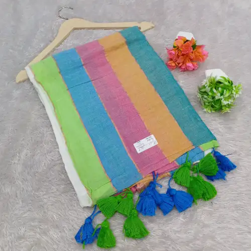 multi color mul cotton saree