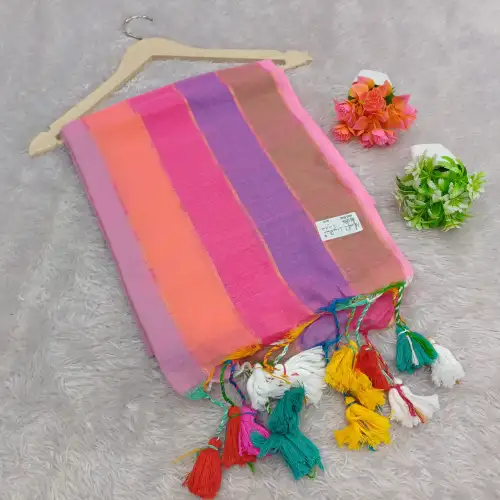 warm pinkish mul cotton saree