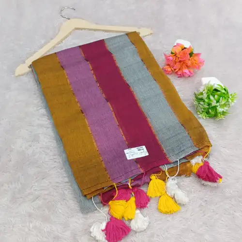 multi color mul cotton saree