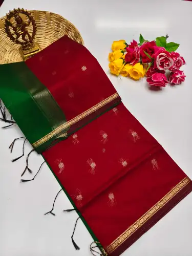chilli red maheswari cotton saree