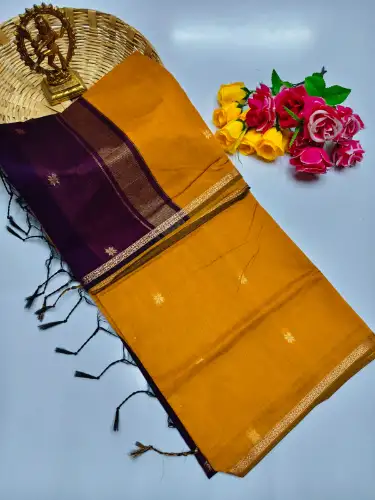 mango yellow maheswari cotton saree