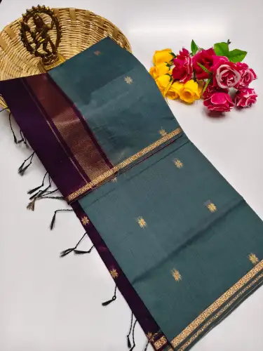 ash color maheswari cotton saree
