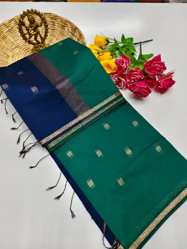 aqua blue maheswari cotton saree