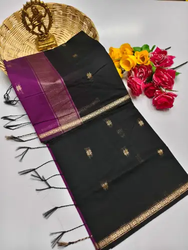black color maheswari cotton saree