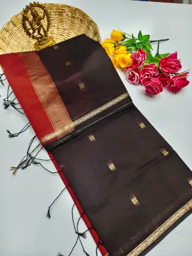coffee brown maheswari cotton saree