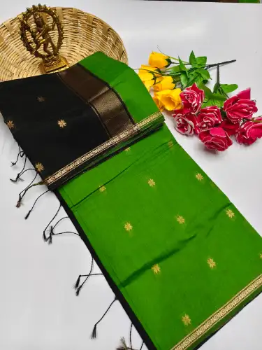 parrot green maheswari cotton saree