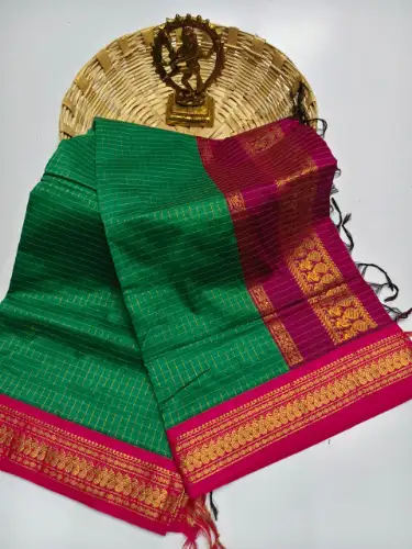 leaf green premium kalyani cotton saree