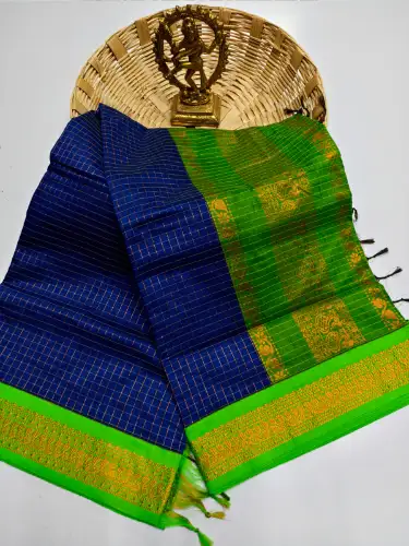 royal blue premium kalyani cotton saree