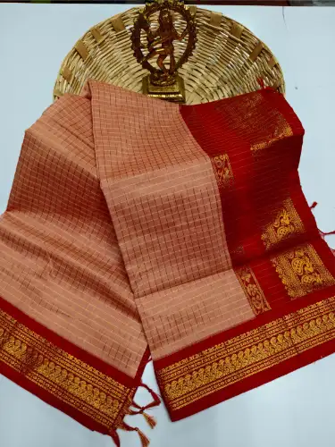 peach pink premium kalyani cotton saree