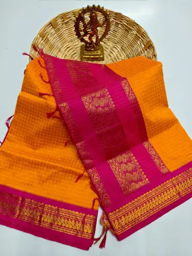 turmeric yellow premium kalyani cotton saree