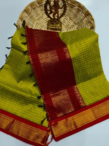 parrot green premium kalyani cotton saree