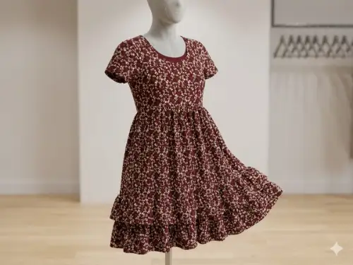 maroon colour frock 