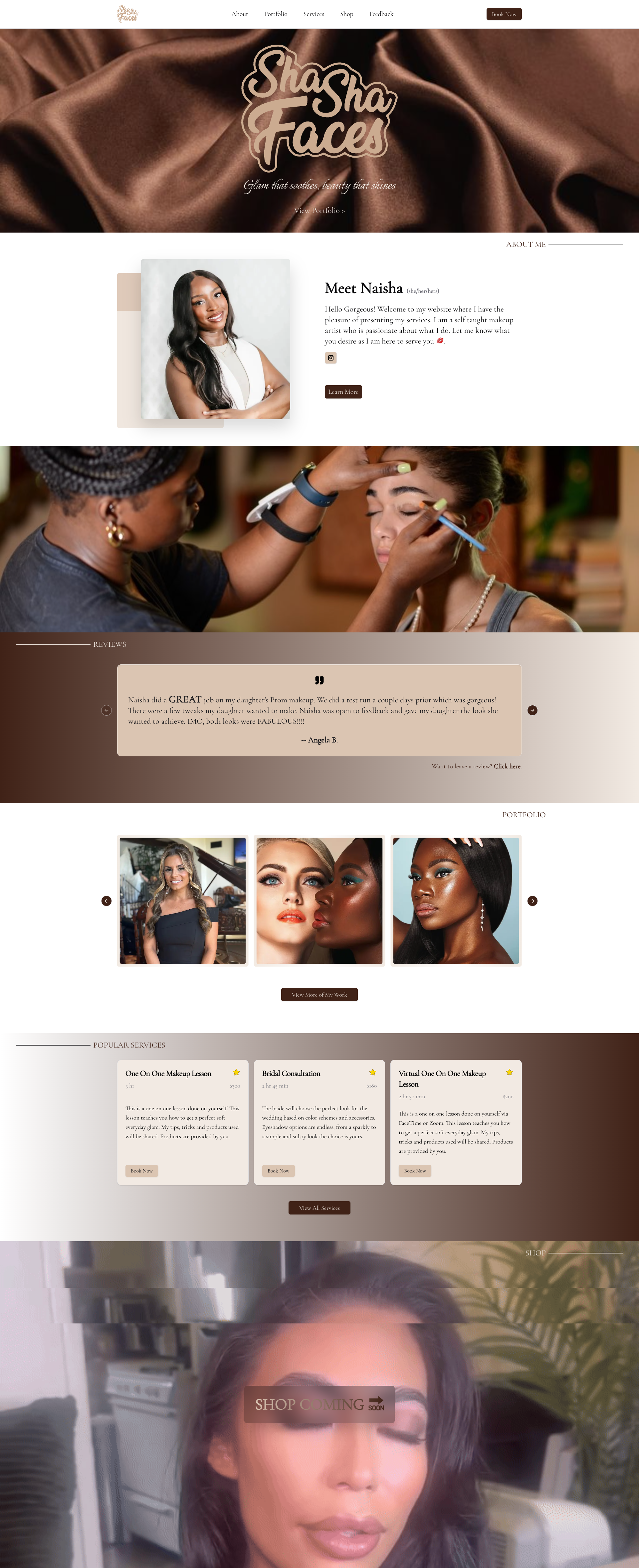 Sha Sha Faces Portfolio Site