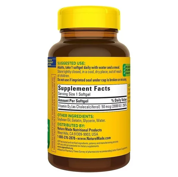 Nature Made Vitamin D3 2000 IU Softgels