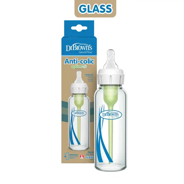 Dr. Brown’s Natural Flow Anti-Colic Options+ Wide-Neck Glass Baby Bottle