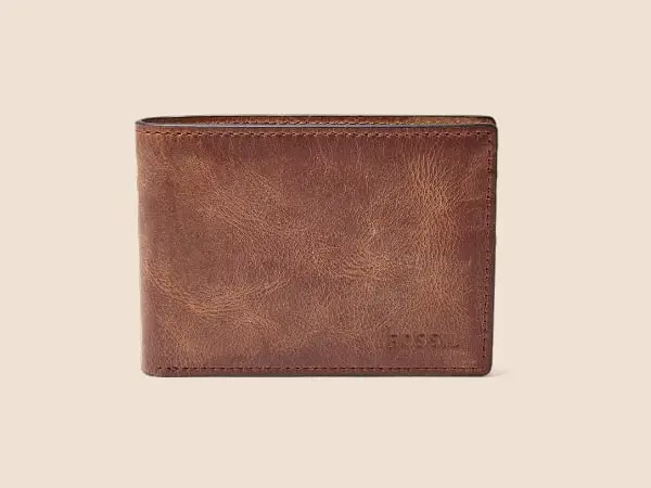 Fossil leather bifold wallet with classic styling