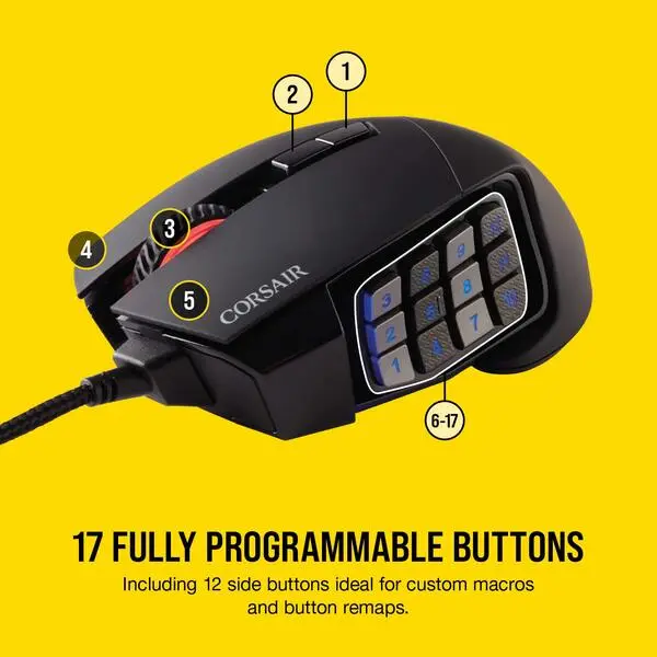 Best Gaming Mouse for MMOs - Corsair Scimitar RGB Elite