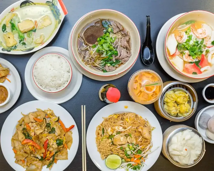 Ka-Prow Thai & Sushi Bistro with food on tables