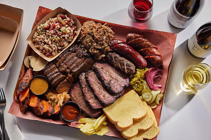 LeRoy and Lewis Barbecue setup with smoked meats