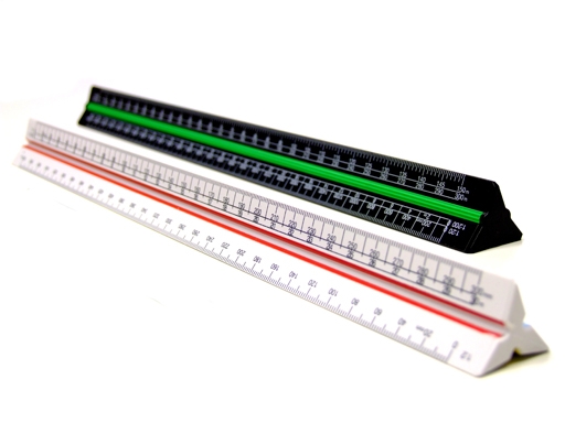 aluminium and plastic triangular scale rulers - 300mm