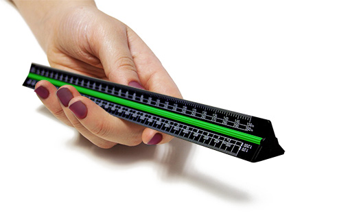 300mm Triangular scale ruler in hand