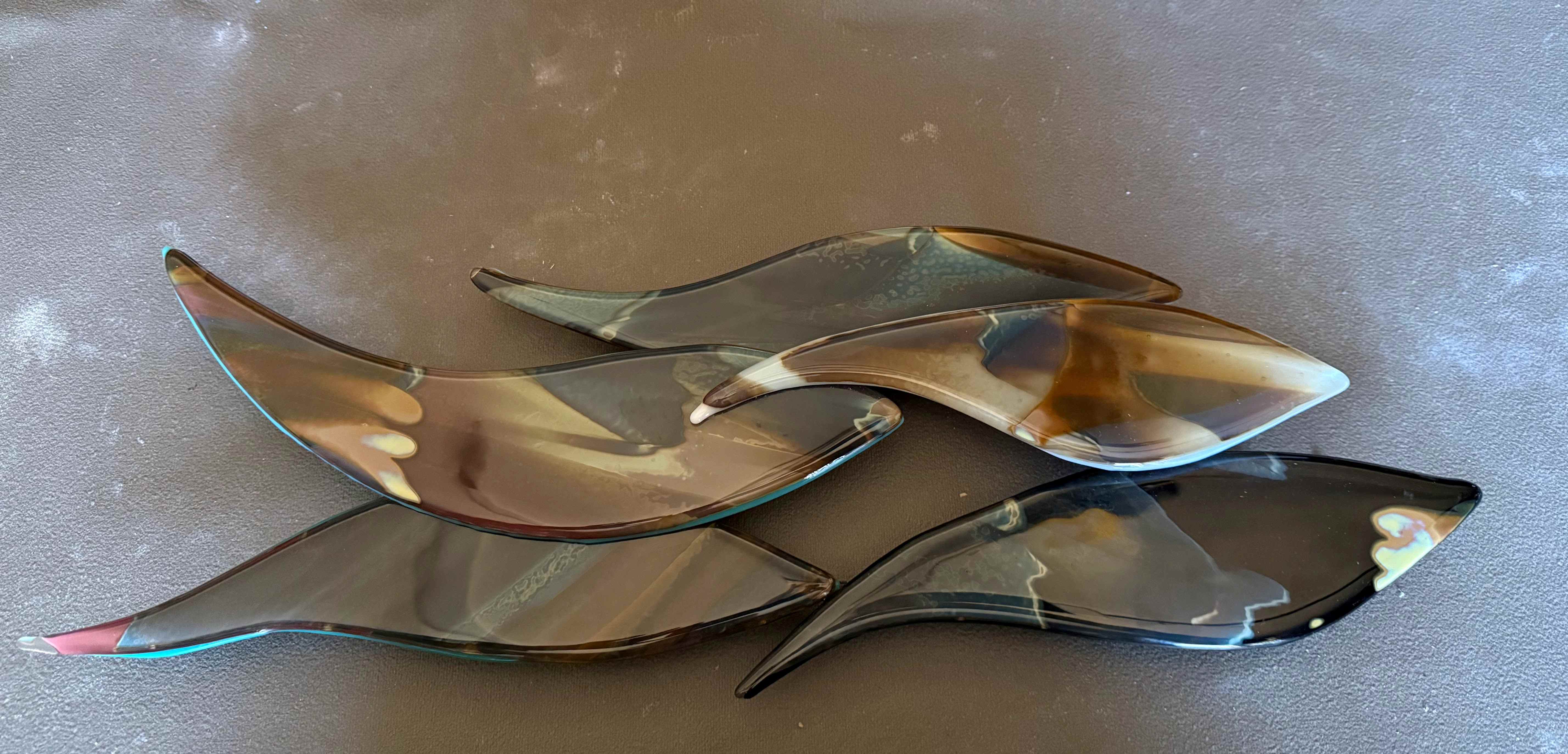 Petrified wood color glass Dolphins