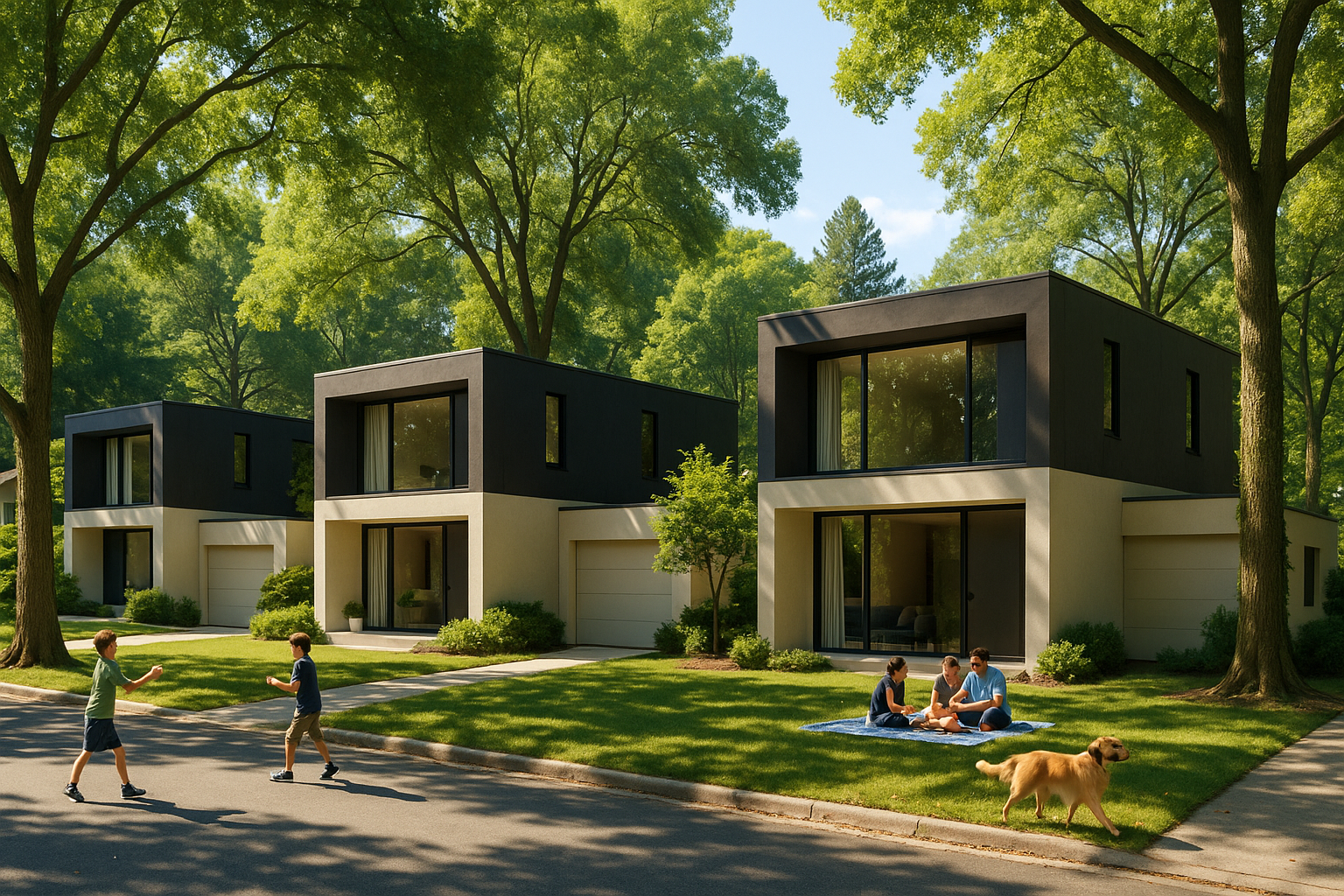 Suburban multi-story rendering