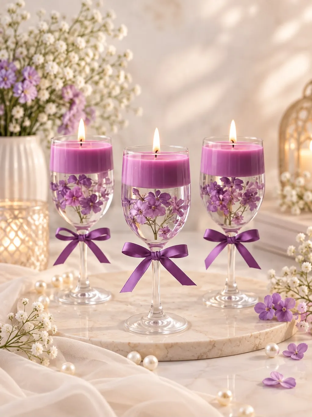 ÉLAN VIOLET  Luxury Floral Gel & Soy Wax Candle — Oud · Blue Sage · Amber