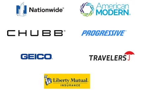 Insurance carriers we represent: Nationwide, American Modern, Chubb, Progressive, Geico, Travelers, and Liberty Mutual