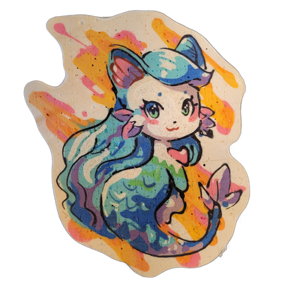 Pancake art: A cat mermaid