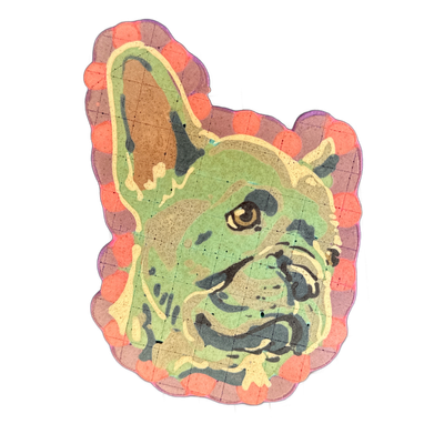 Pancake art: Gray French bulldog