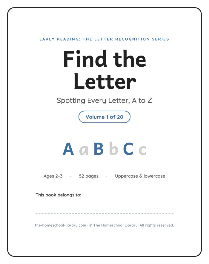 Title page of Early Reading Series V1: Spotting Letters A to Z