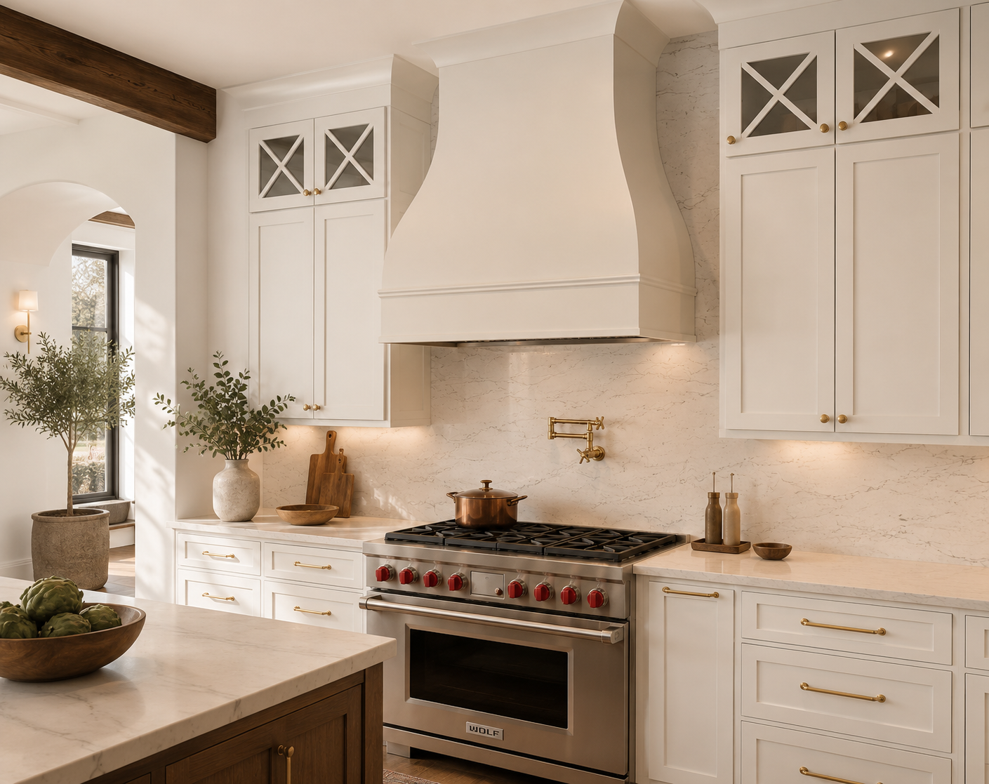 Handcrafted range hood detail