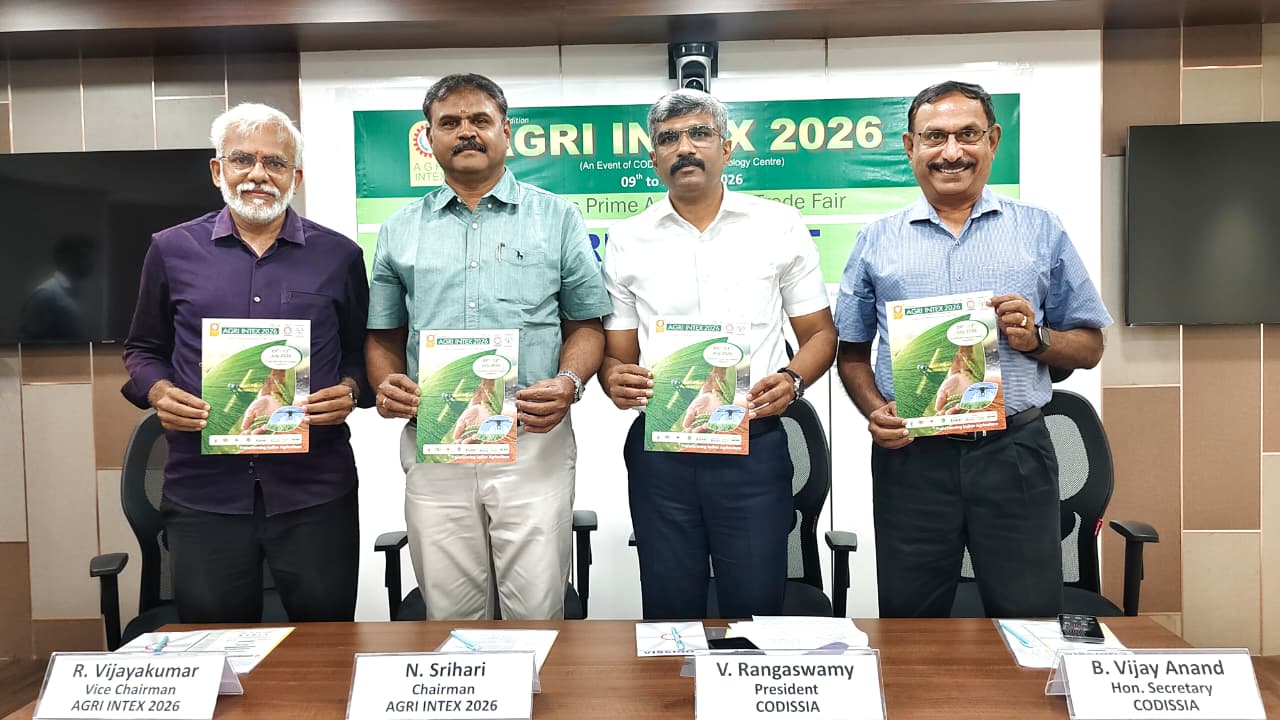கோவையில் ஜூலை 9 முதல் அக்ரி இன்டெக்ஸ்-2026 கண்காட்சி டாக்டர் எம். மாணிக்கம் துவக்கி வைக்கிறார்; 1.50 லட்சம் விவசாயிகள் பங்கேற்பு எதிர்பார்ப்பு...!