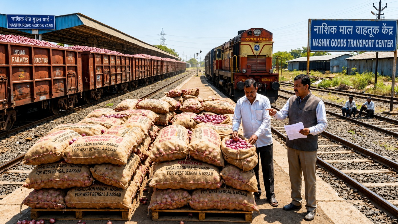 வெங்காய விலை உயர்வைக் கட்டுப்படுத்த ‘கந்தா எக்ஸ்பிரஸ்’ – 5 முக்கிய நகரங்களுக்கு சரக்கு ரெயில்கள் இயக்கம்